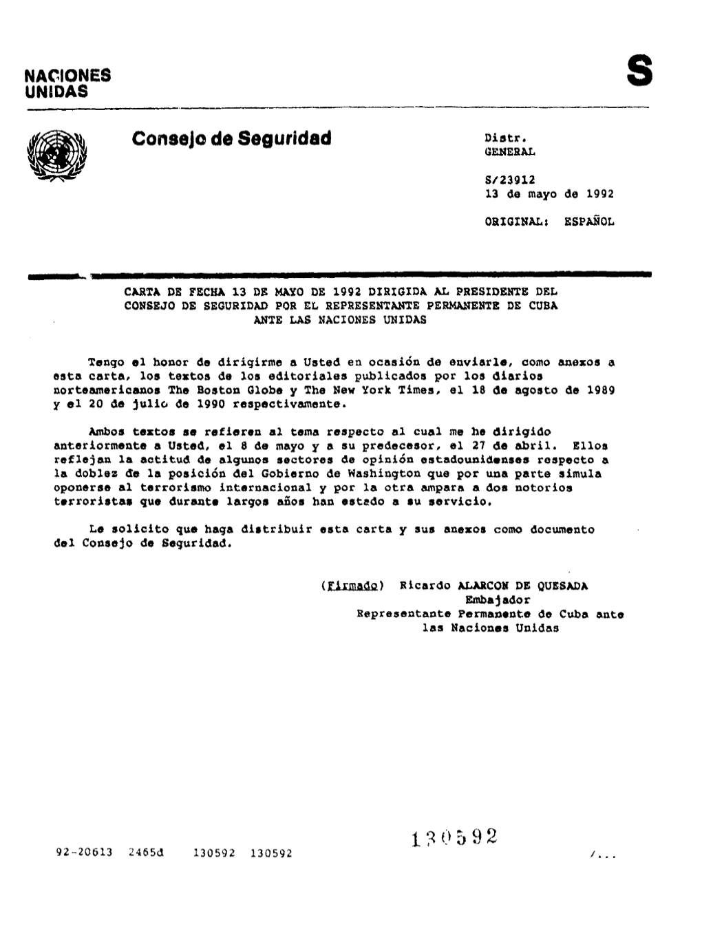 Page 1 NACIONES UNIDAS . Consejo De Seguridad T Distr. GENERAL