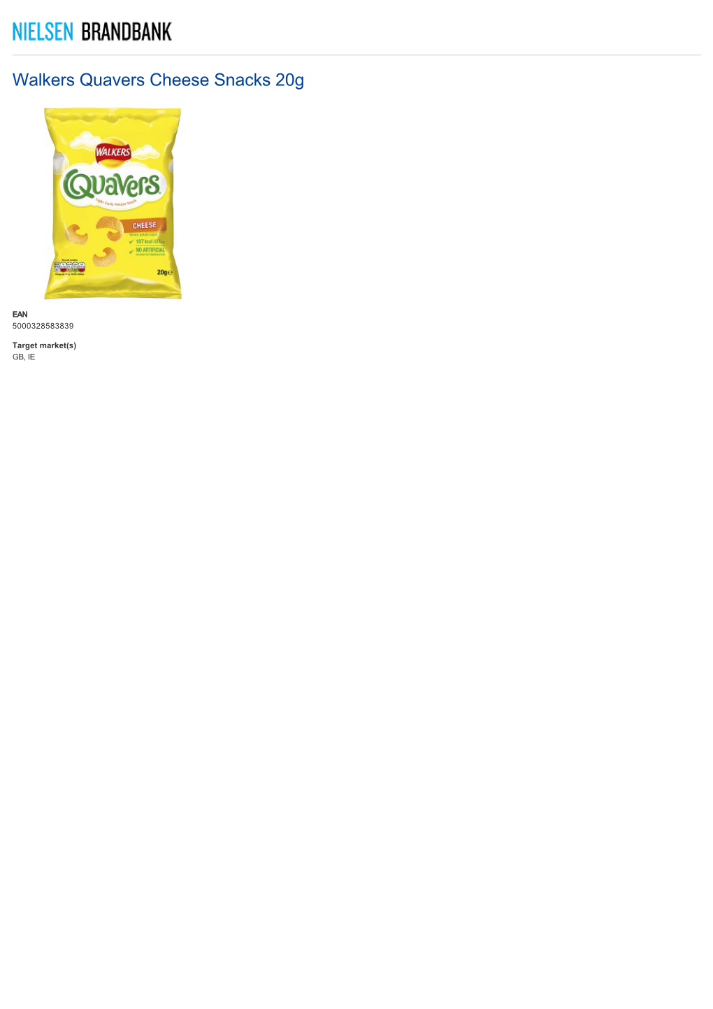 Walkers Quavers Cheese Snacks 20G