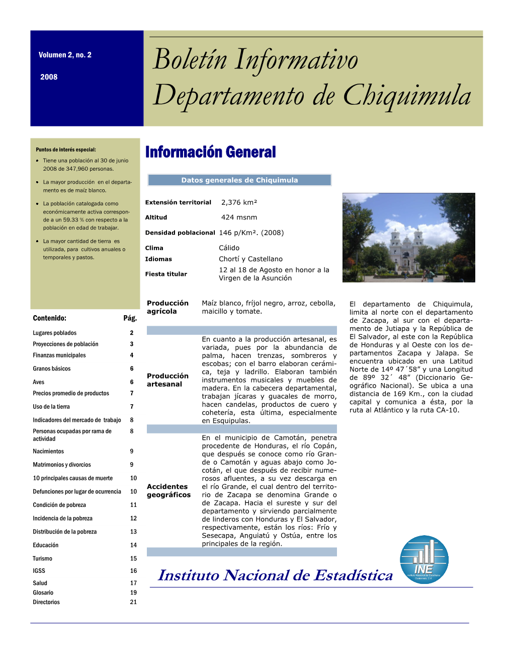 Boletín Informativo Departamento De Chiquimula