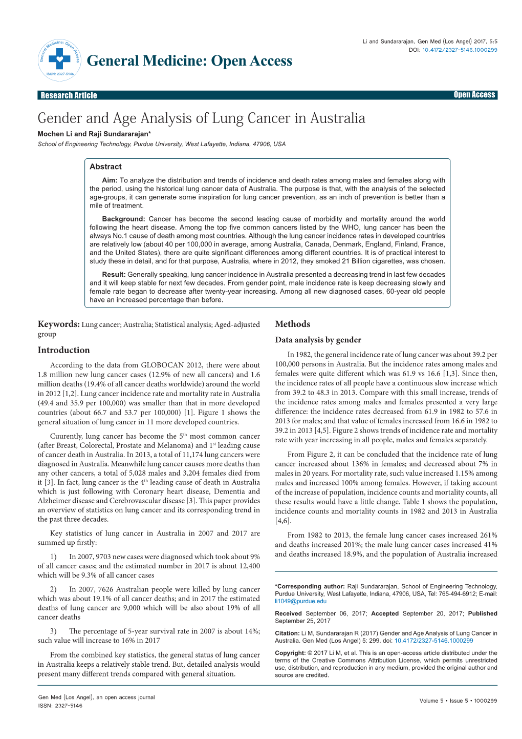 Gender and Age Analysis of Lung Cancer in Australia