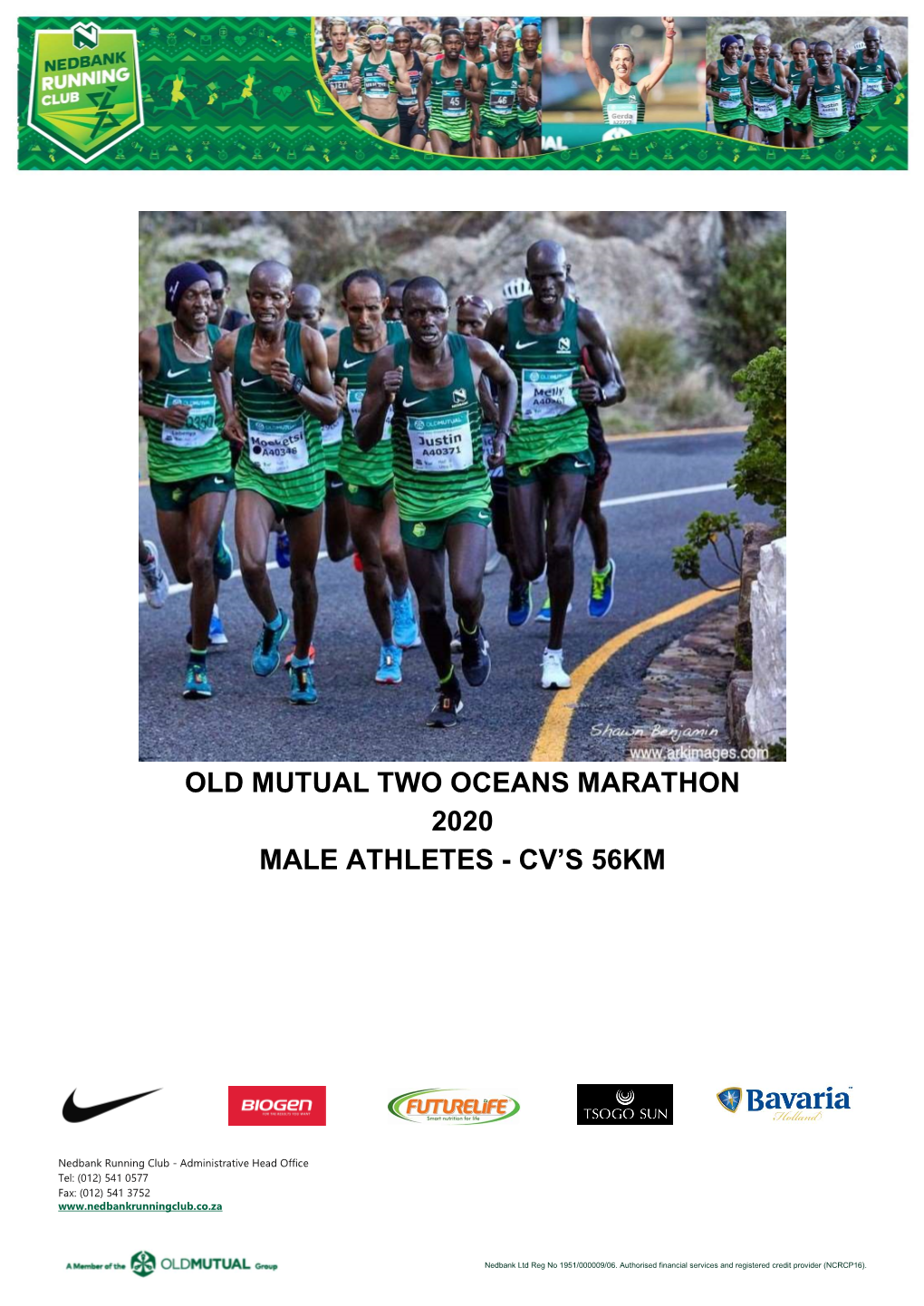 Old Mutual Two Oceans Marathon 2020 Male Athletes - Cv’S 56Km