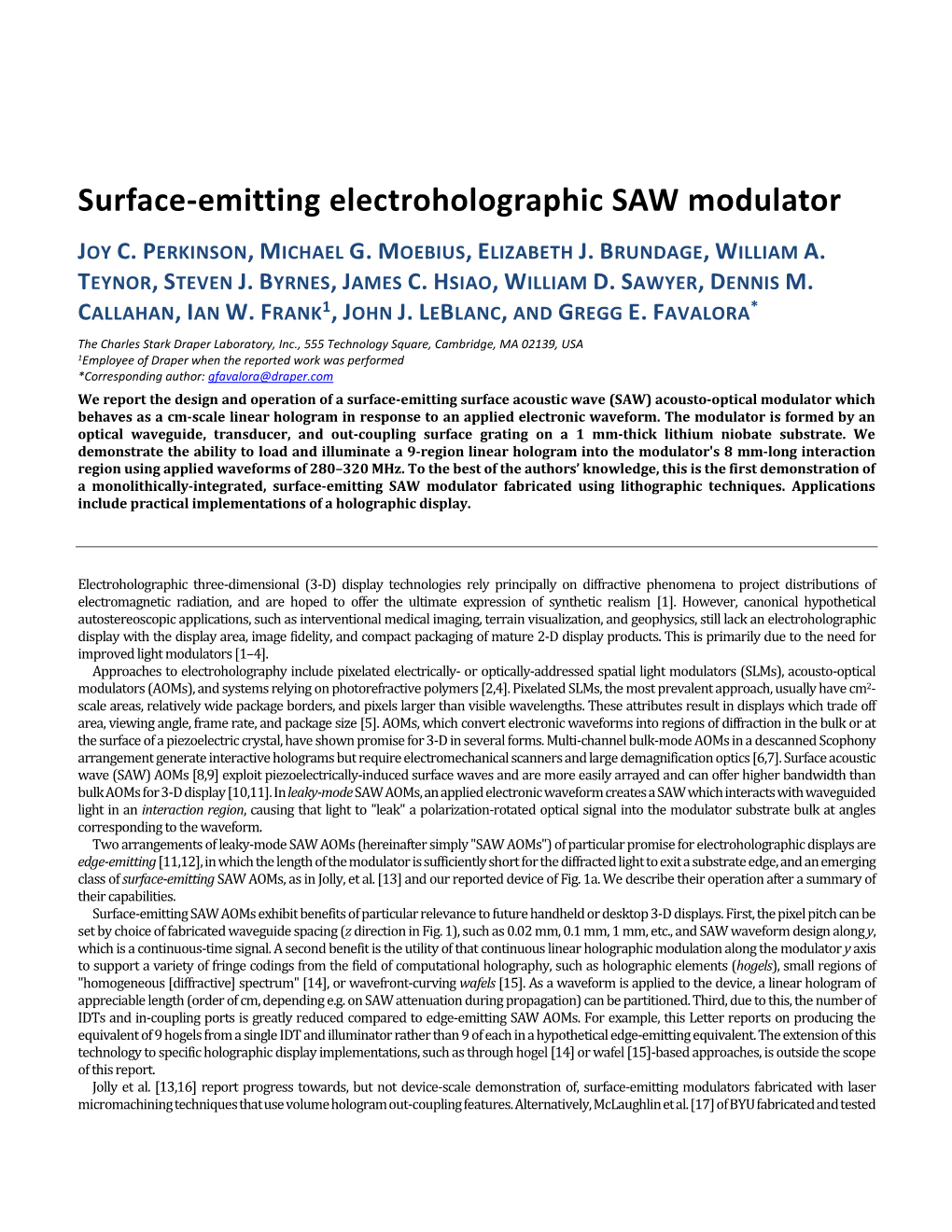 Surface-Emitting Electroholographic SAW Modulator