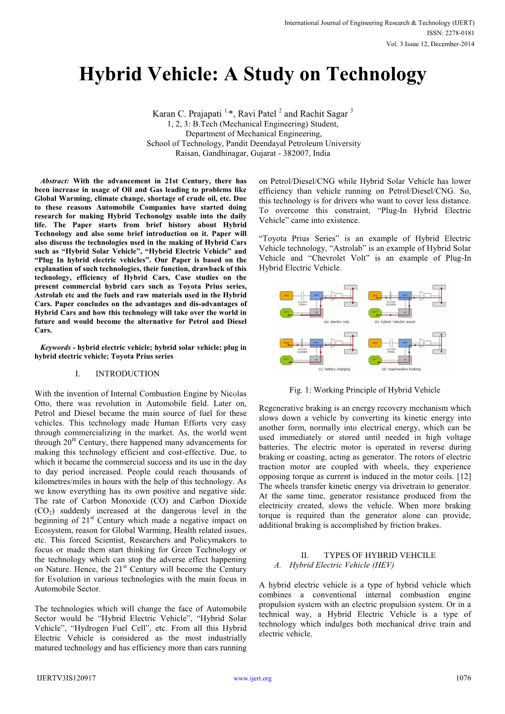 Hybrid Vehicle: a Study on Technology