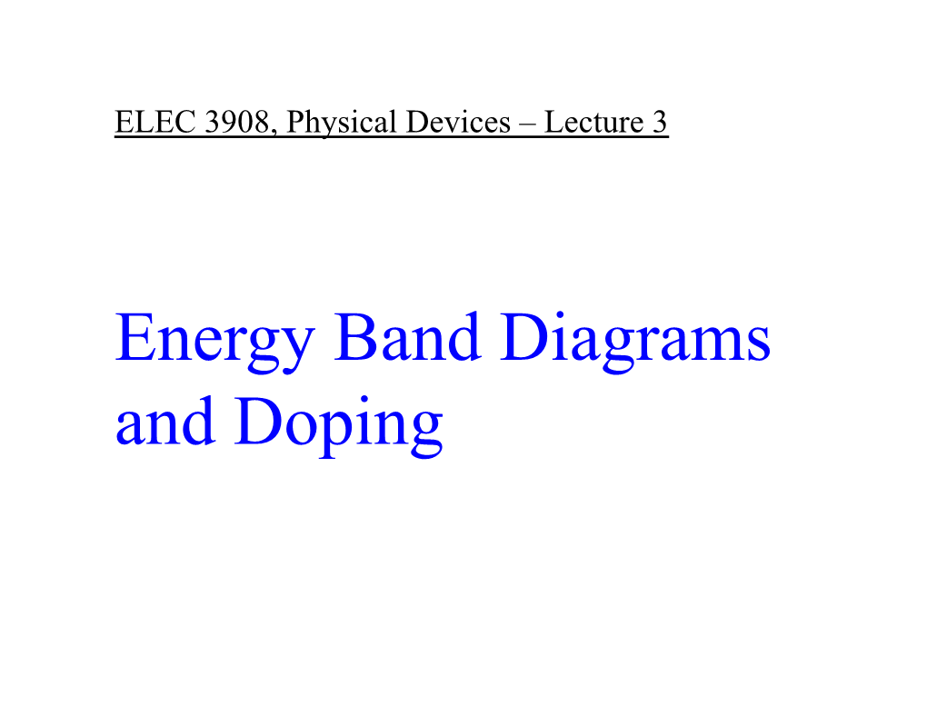 Energy Band Diagrams and Doping Lecture Outline