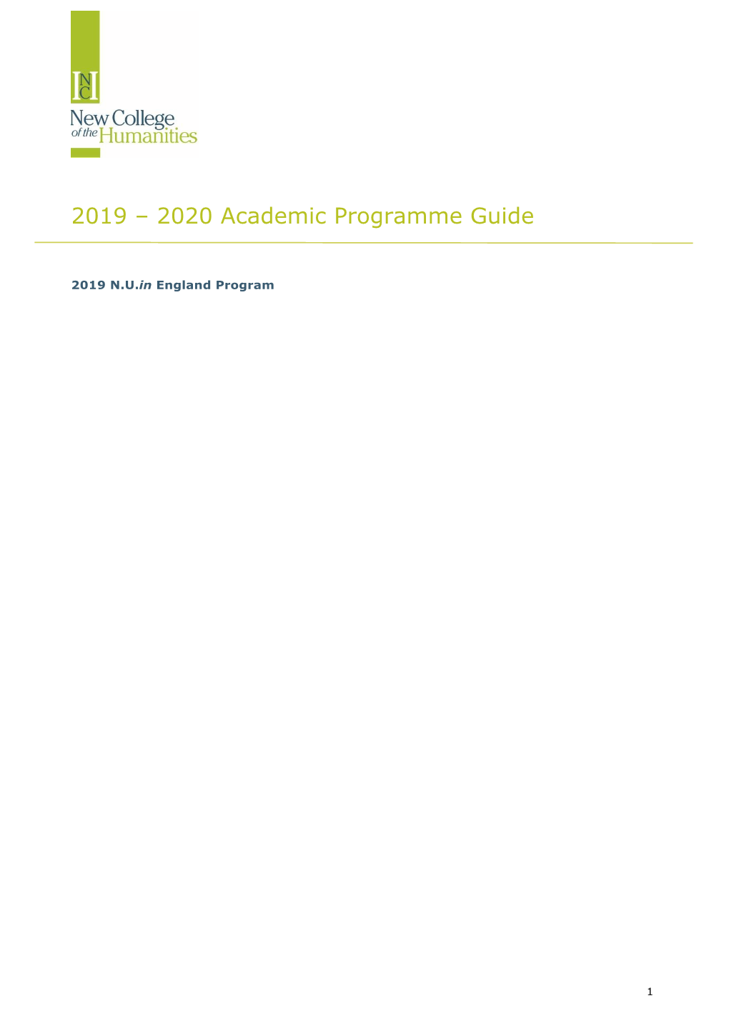 2019 – 2020 Academic Programme Guide