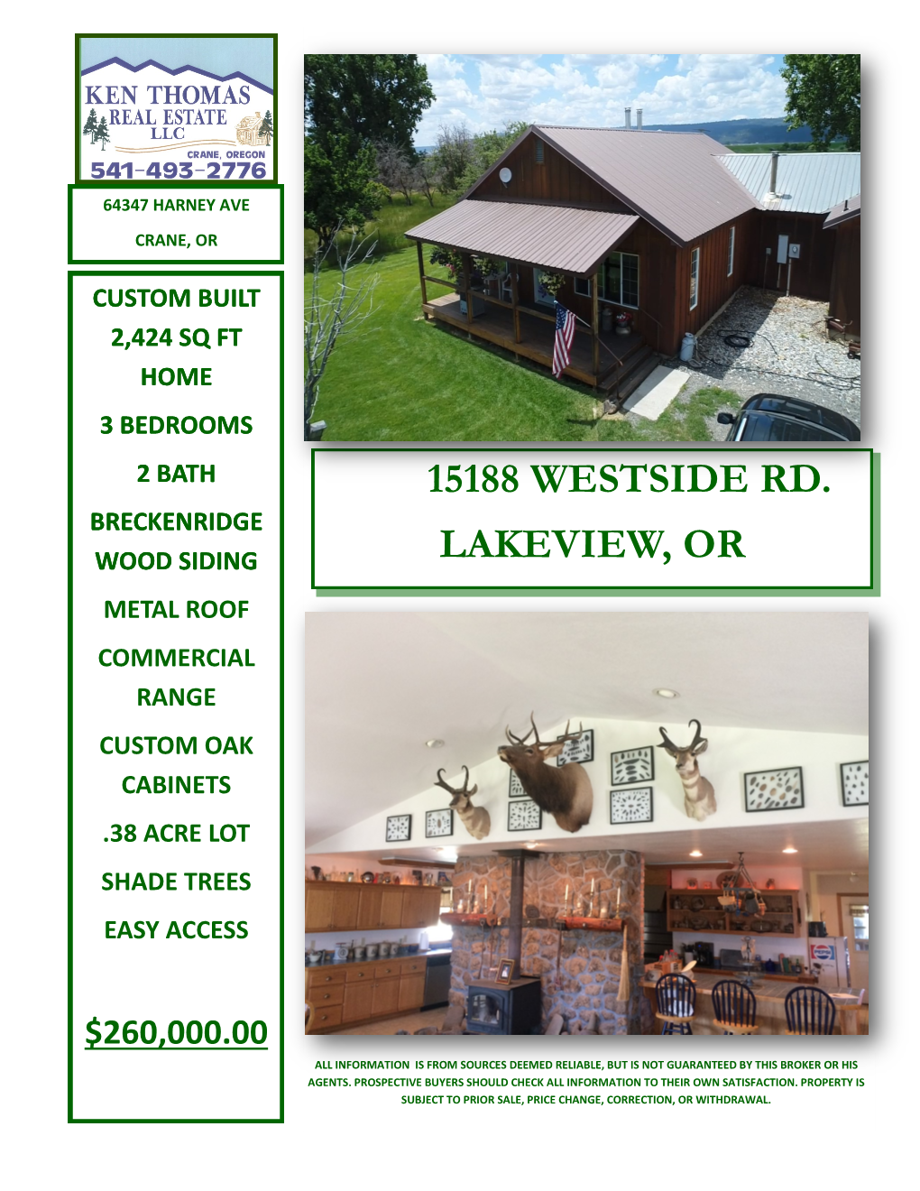 15188 Westside Rd. Lakeview, Or