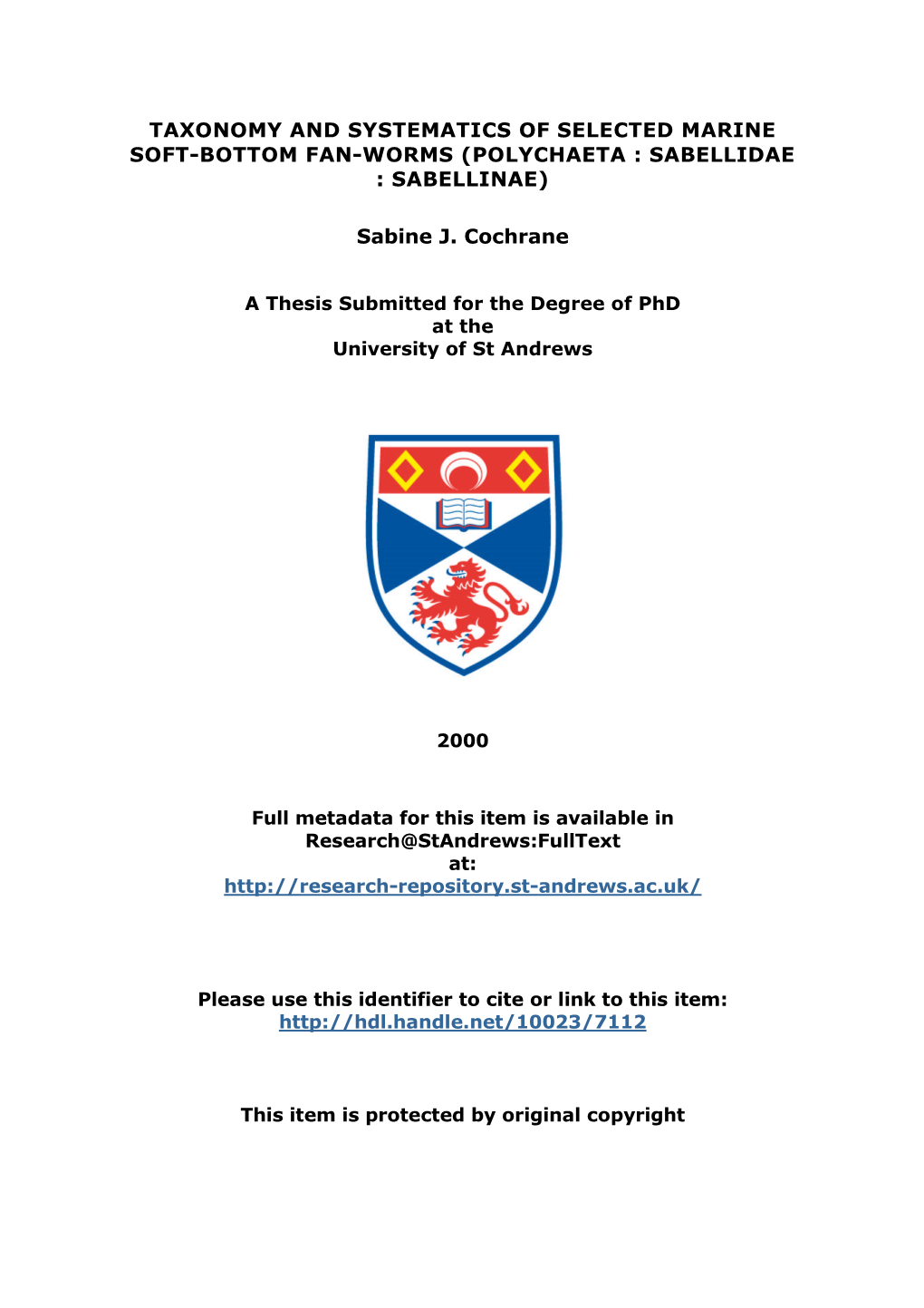 Sabine J. Cochrane Phd Thesis