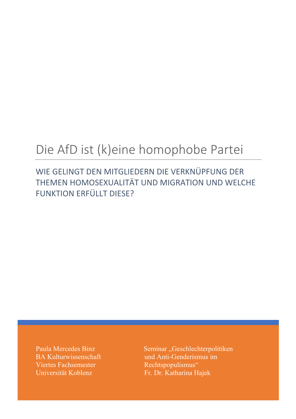 Die Afd Ist (K)Eine Homophobe Partei