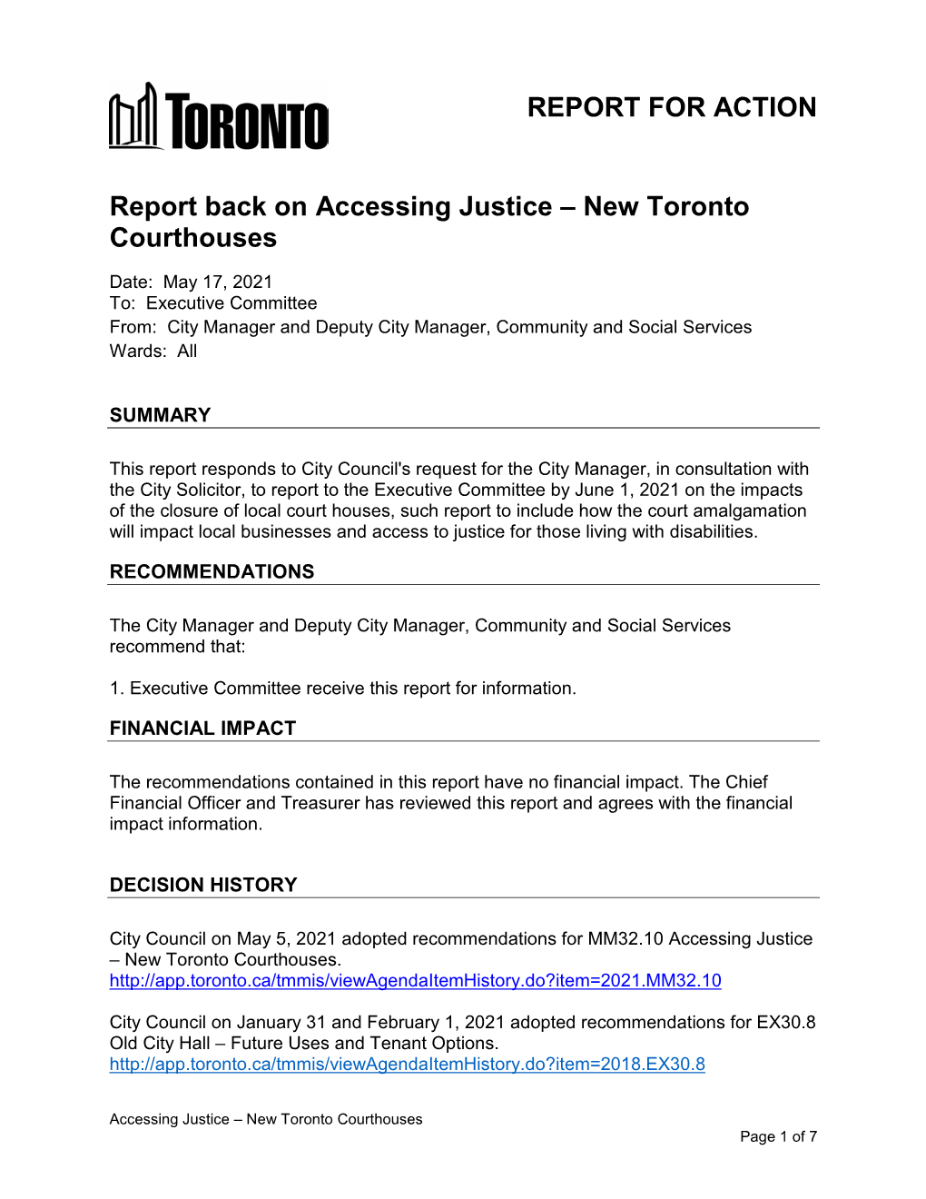 Eport Back on Accessing Justice – New Toronto Courthouses