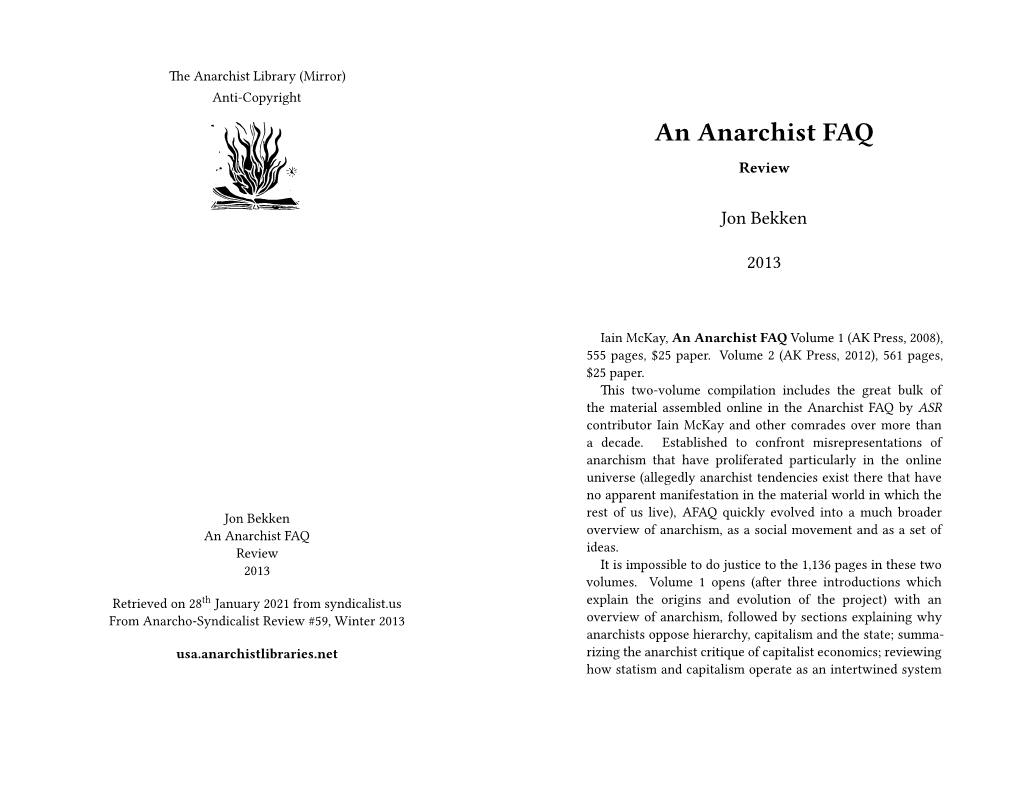 Anarchist Library (Mirror) Anti-Copyright an Anarchist FAQ Review