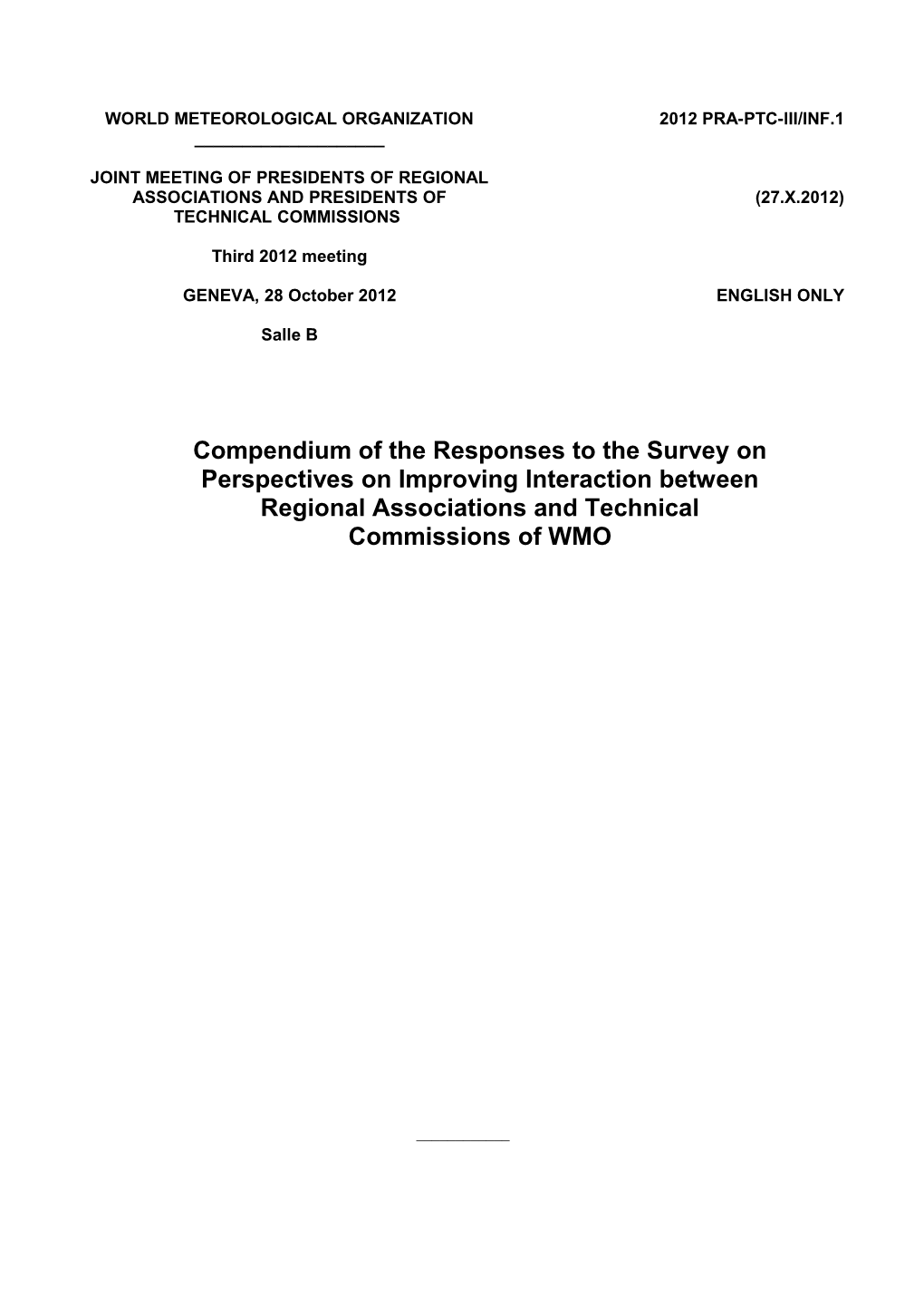 WMO President S Letter, Ref. SG/DSG/P.Ras-P.Tcs, 23 July 2012