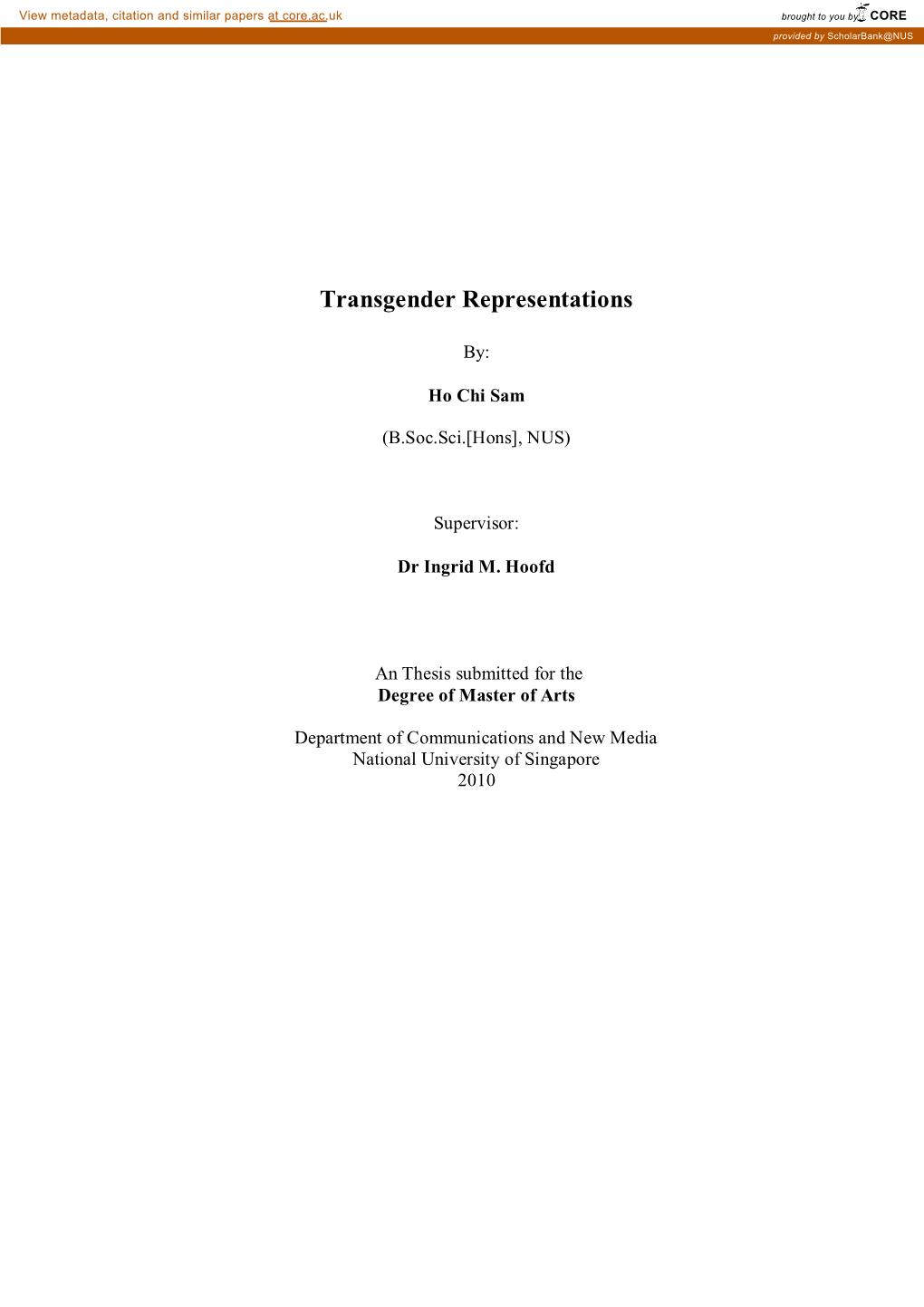 Transgender Representations