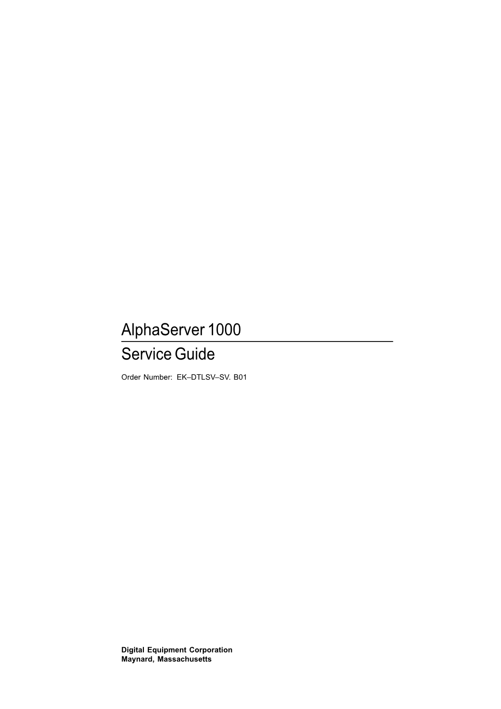 Alphaserver 1000 Service Guide