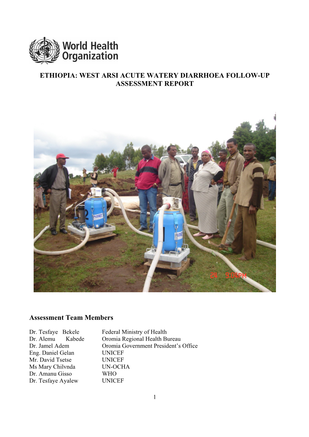 Ethiopia: West Arsi Acute Watery Diarrhoea Follow-Up Assessment Report