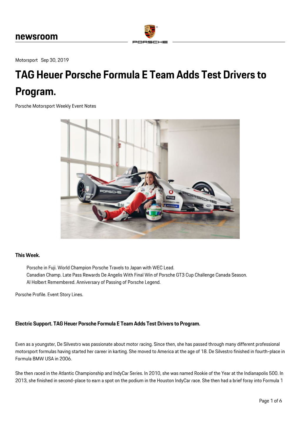 TAG Heuer Porsche Formula E Team Adds Test Drivers to Program