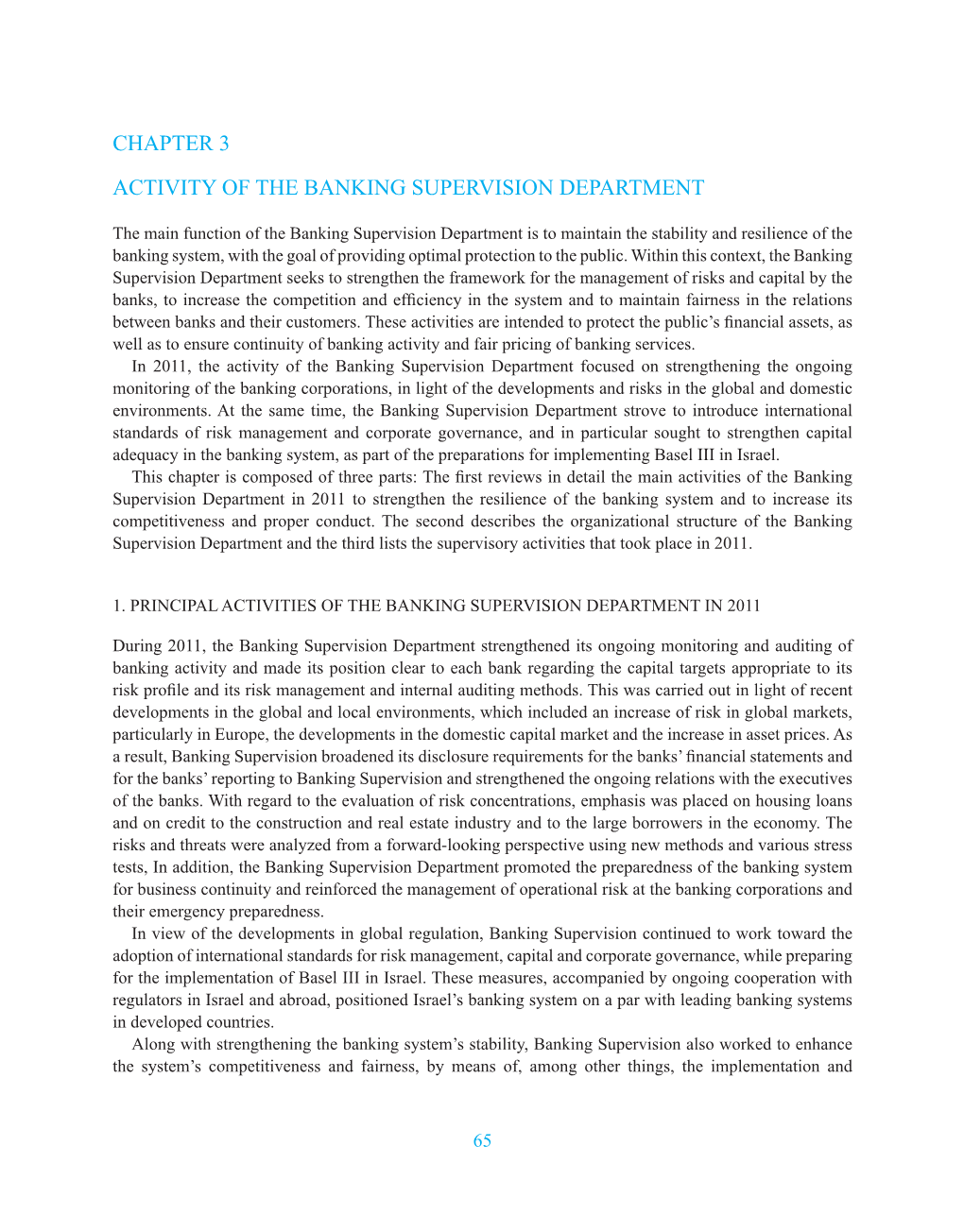 Chapter 3 Activity of the Banking Supervision Department