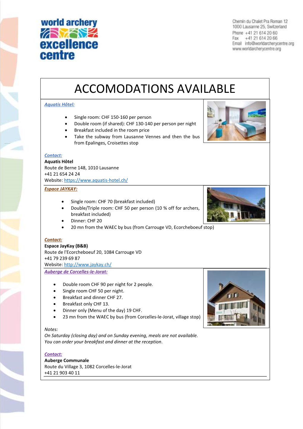 Accomodation List