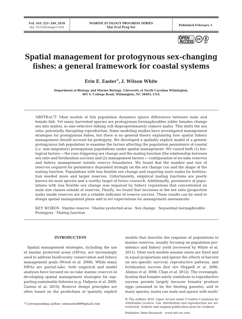 Spatial Management for Protogynous Sex-Changing Fishes: a General Framework for Coastal Systems