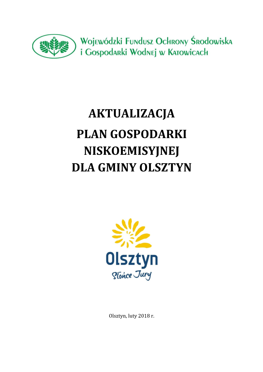 Plan Gospodarki Niskoemisyjnej Dla Gminy Olsztyn