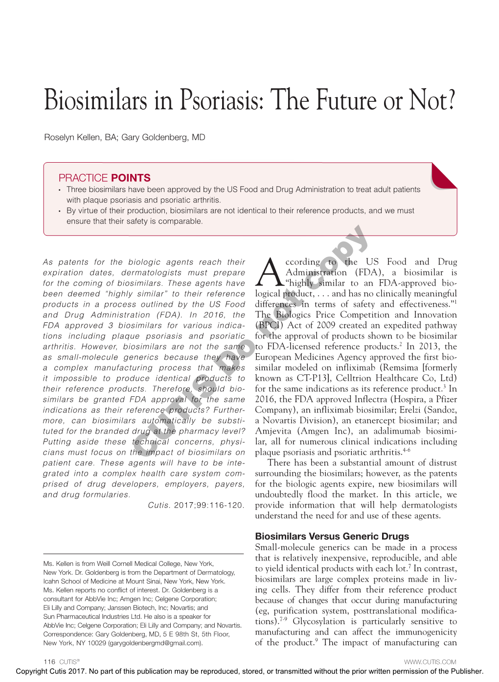 Biosimilars in Psoriasis: the Future Or Not?