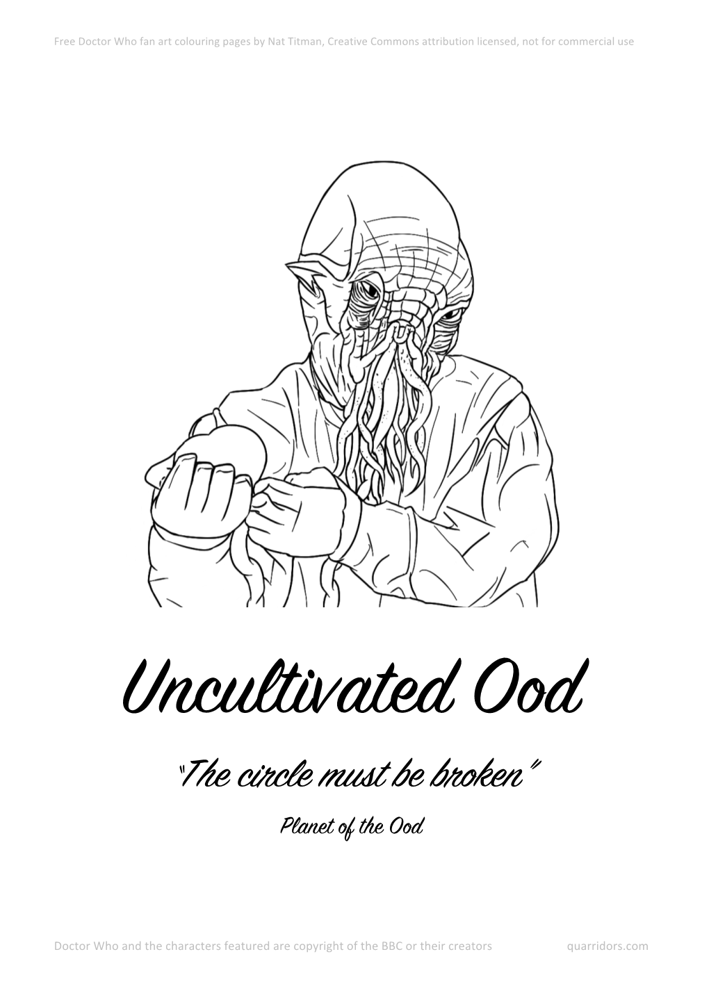 Free Doctor Who Fan Art Colouring Pages by Nat Titman, Creative Commons Attribution Licensed, Not for Commercial Use