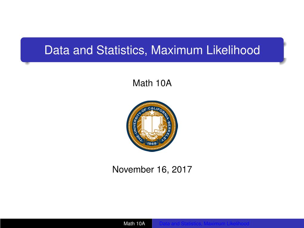 Data and Statistics, Maximum Likelihood