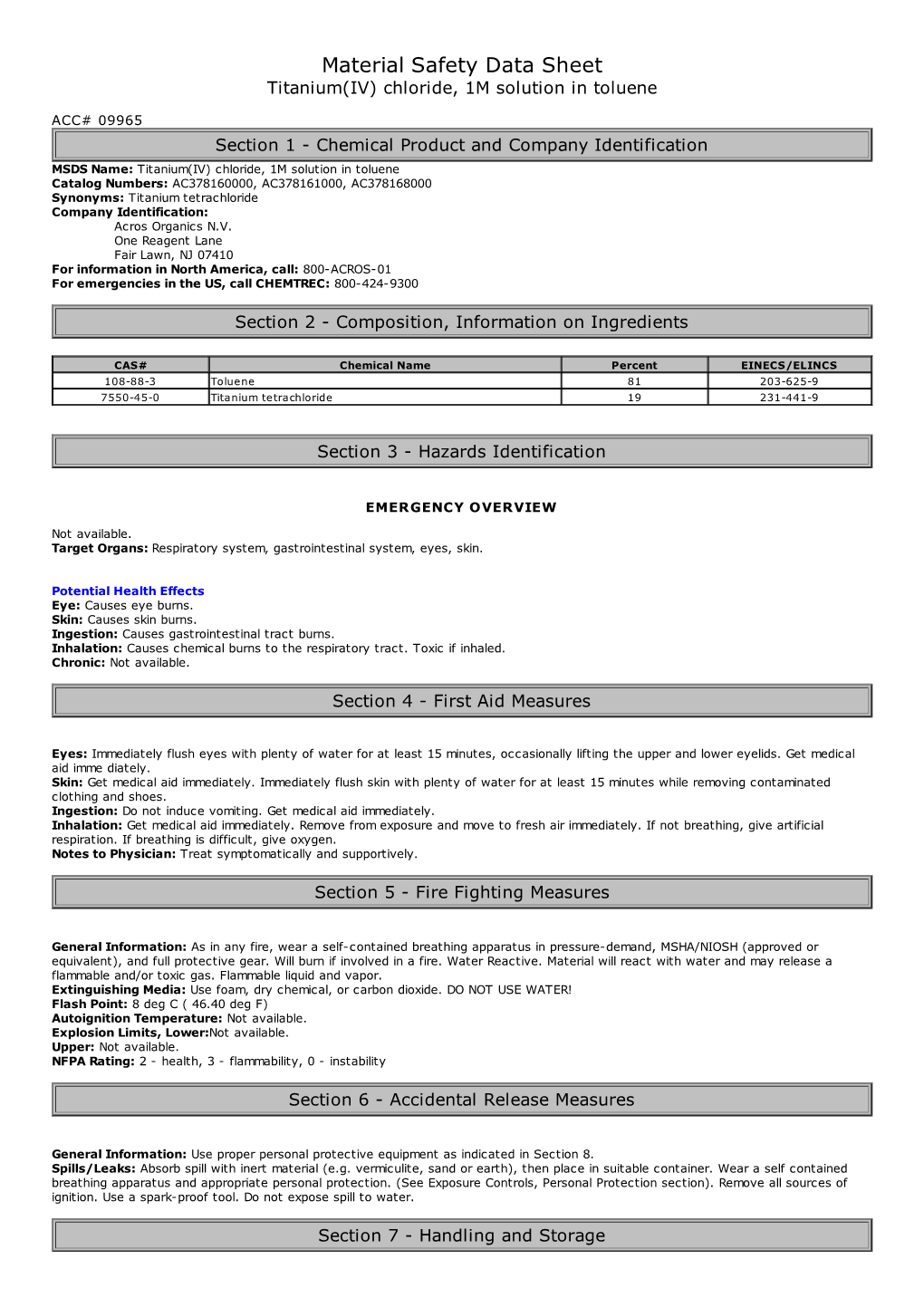 Material Safety Data Sheet