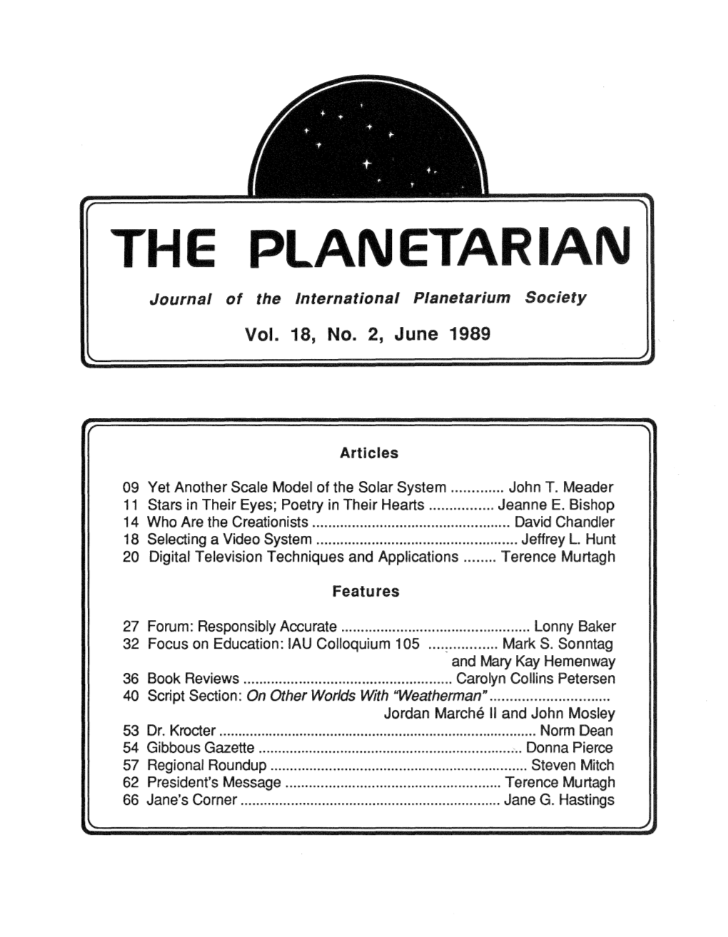 THE PLAN ETAR I N Journal of the International Planetarium Society