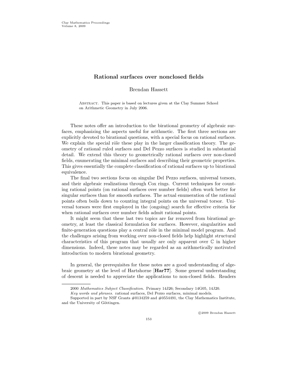 RATIONAL SURFACES OVER NONCLOSED FIELDS 155 with J = Ρ ◦ Β