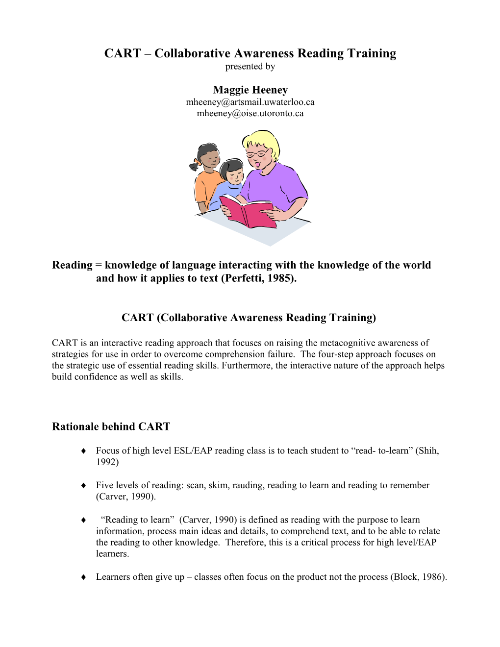 CART Collaborative Awareness Reading Training