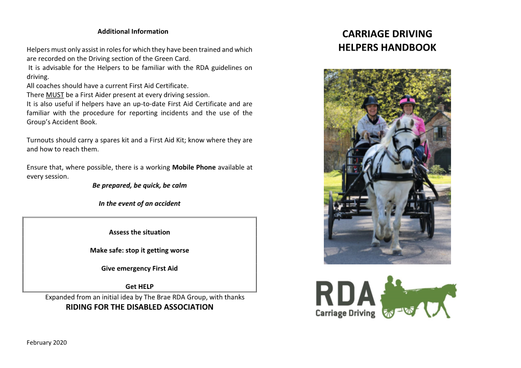 Carriage Driving Helpers Handbook