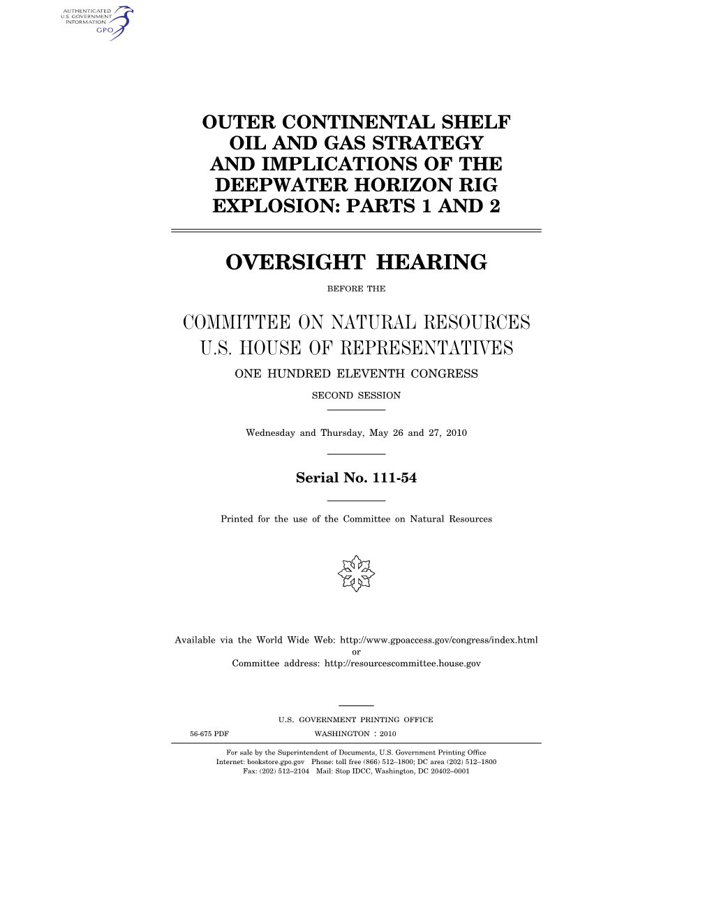 Oversight Hearing Committee