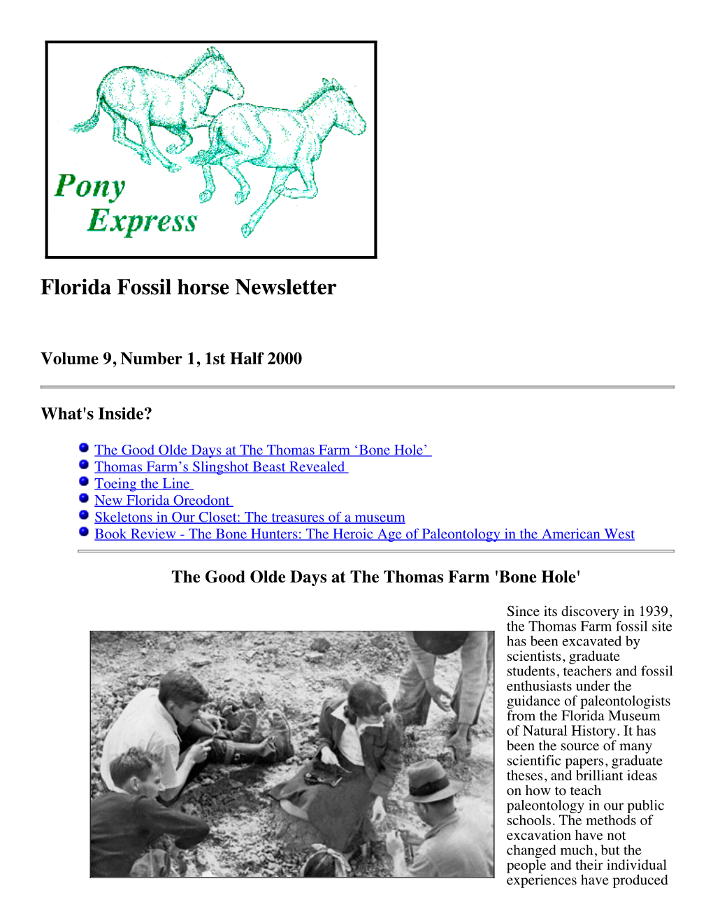 Florida Fossil Horse Newsletter