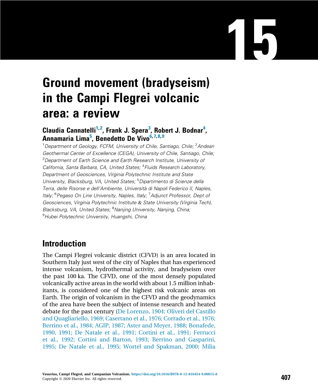 Ground Movement (Bradyseism) in the Campi Flegrei Volcanic Area: a Review