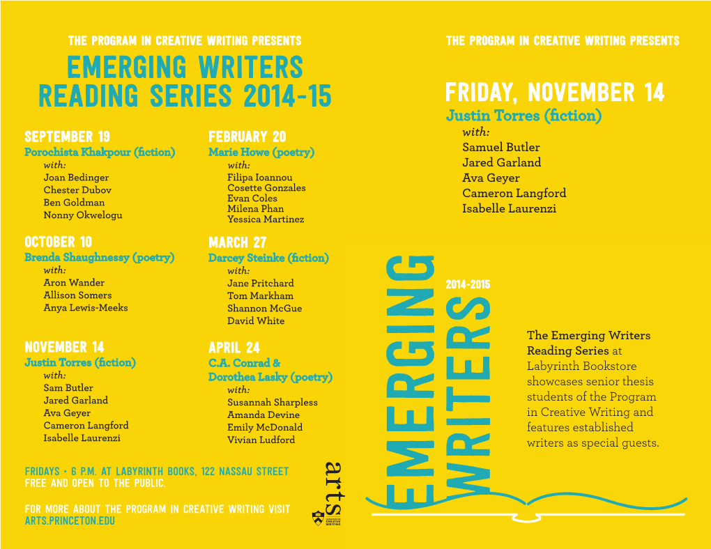 Emerging Writers Reading Series 2014-15