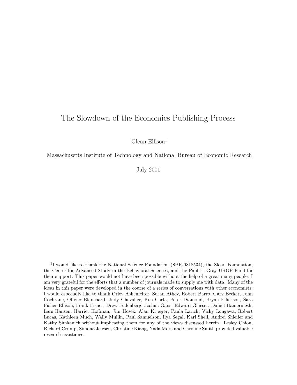 The Slowdown of the Economics Publishing Process