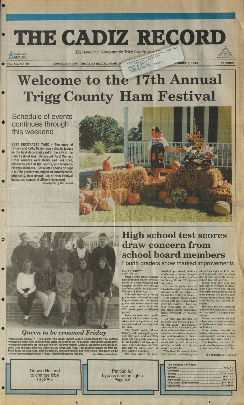 THE CADIZ RECORD $ 0 ° the Hometown Newspaper for Trigg County Since PRINTED with SOY in K T / R T VOL