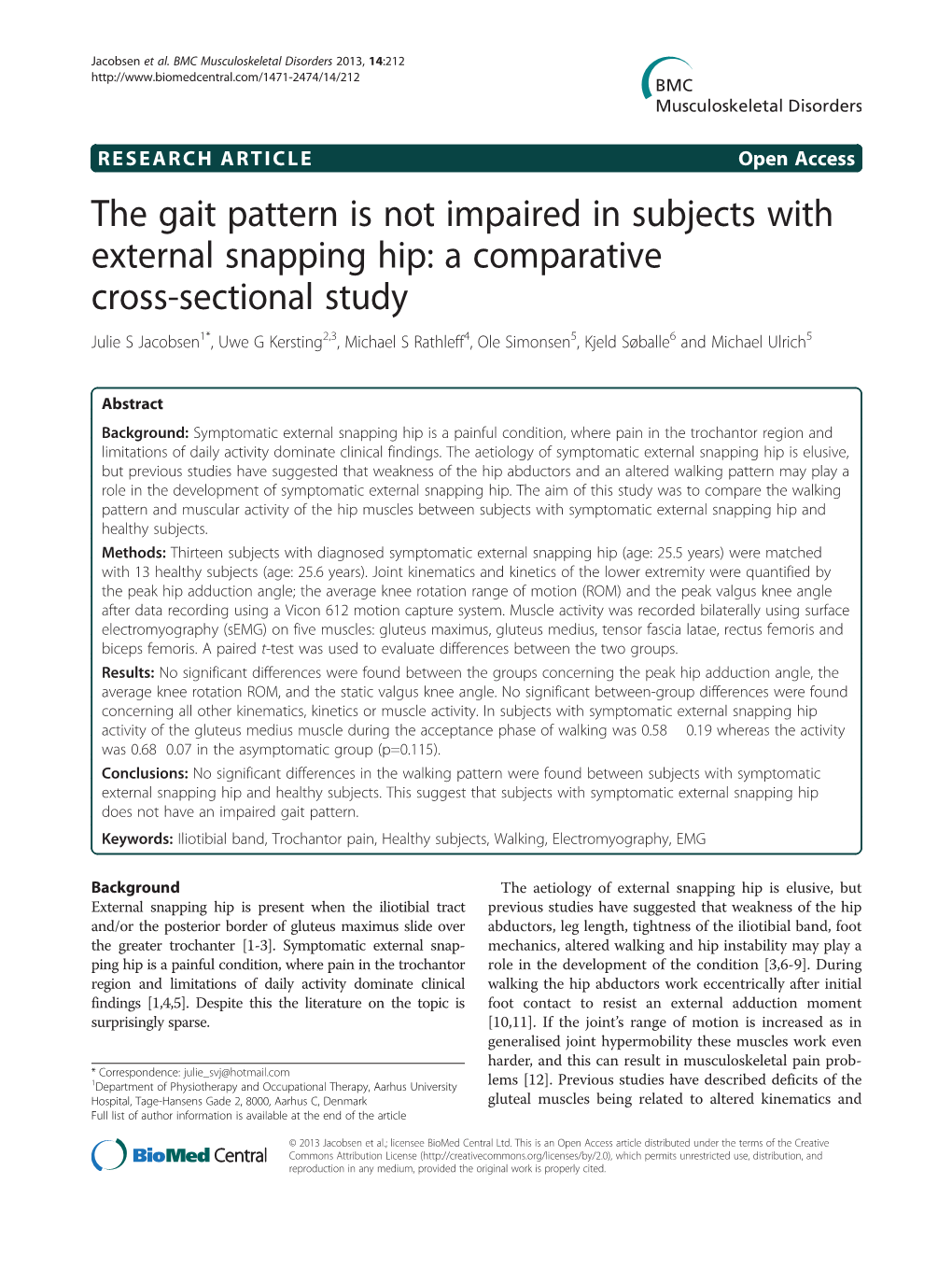 The Gait Pattern Is Not Impaired in Subjects With