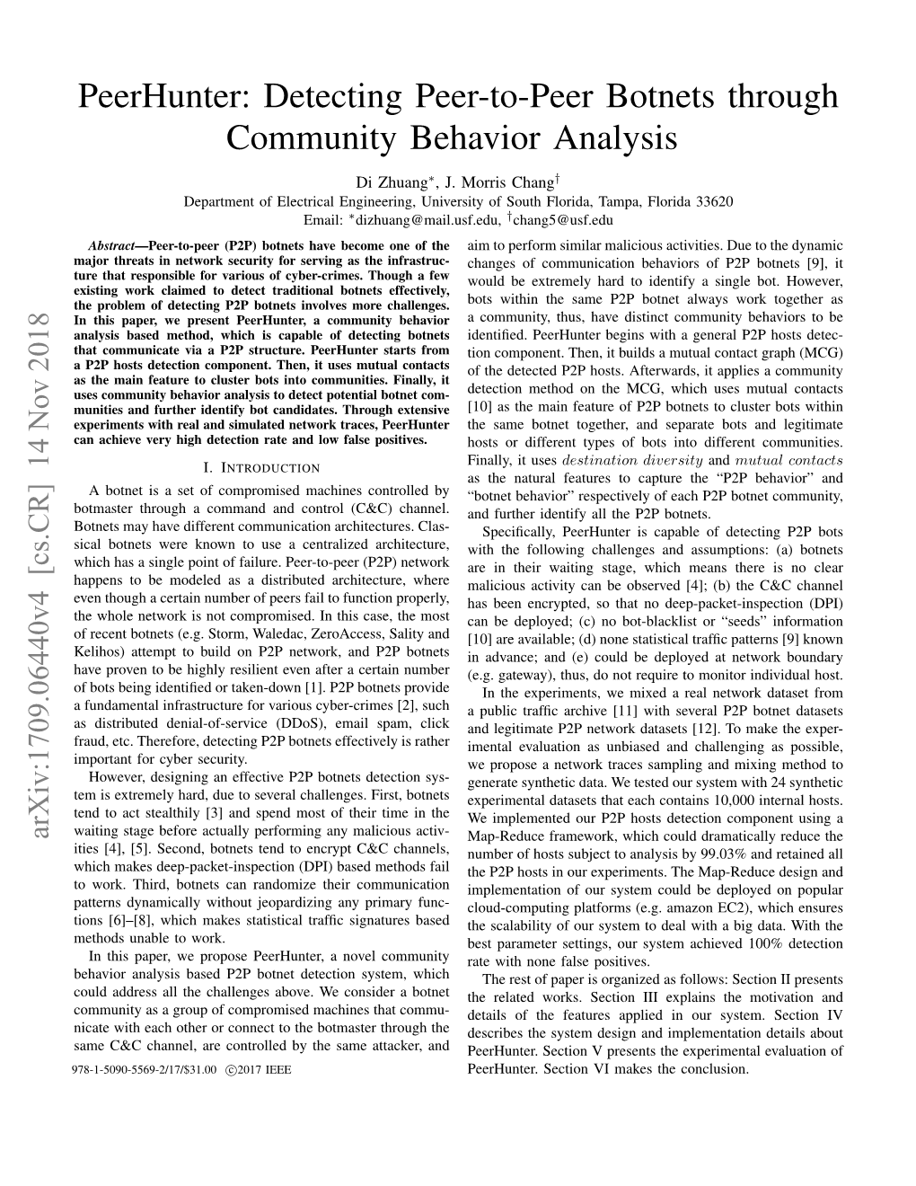 Detecting Peer-To-Peer Botnets Through Community Behavior Analysis