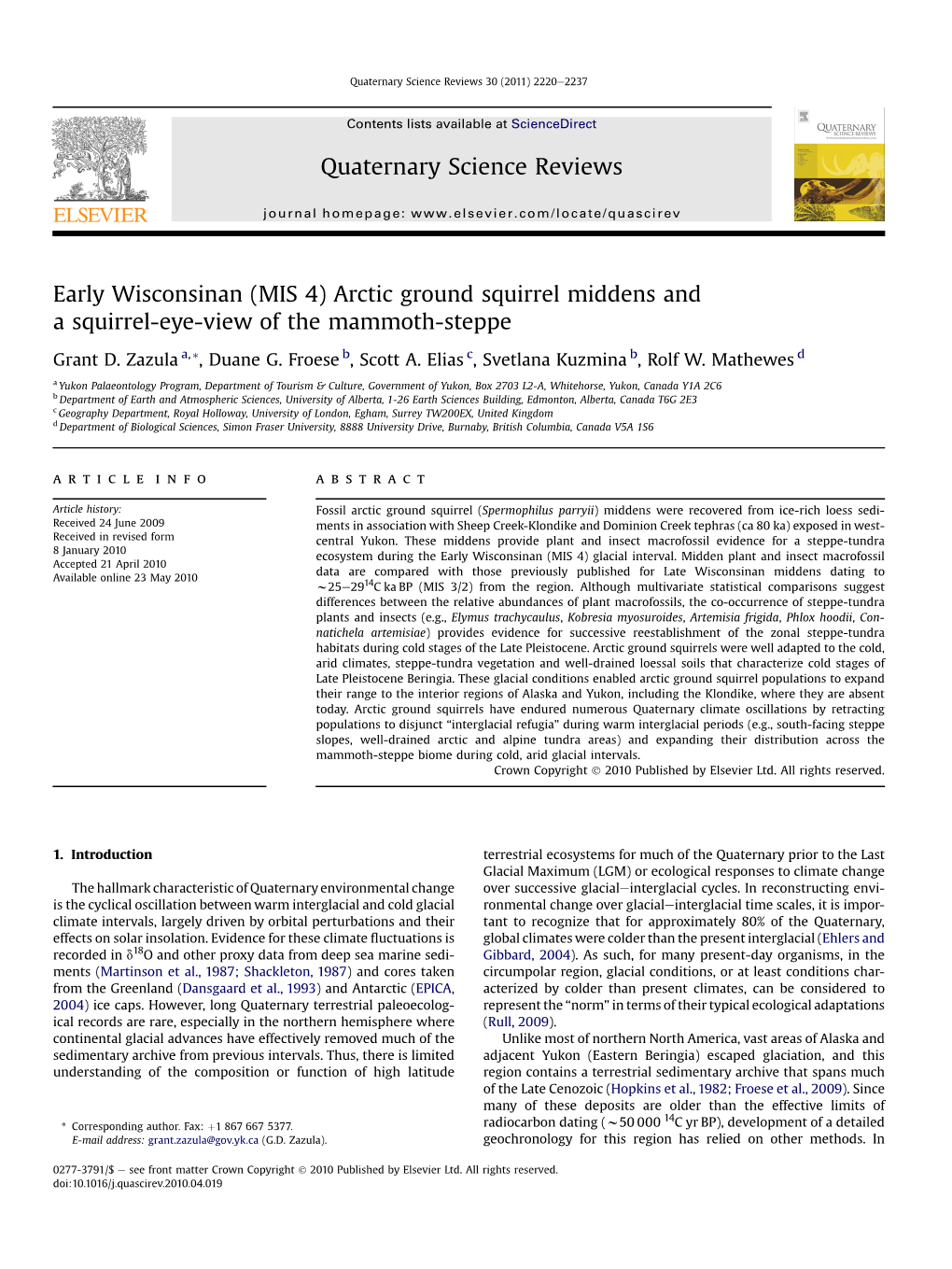 (MIS 4) Arctic Ground Squirrel Middens and a Squirrel-Eye-View of the Mammoth-Steppe