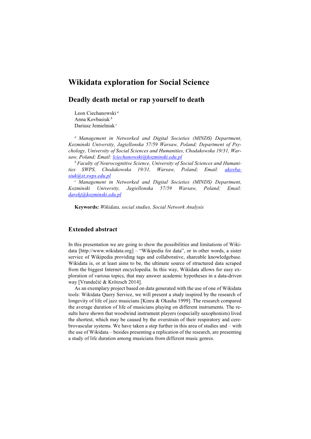 Wikidata Exploration for Social Science