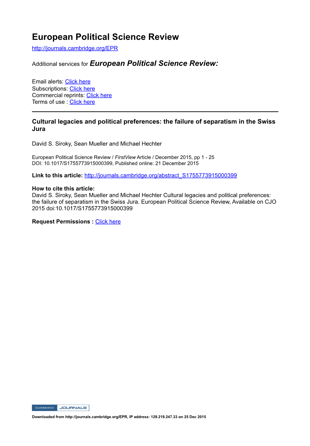 European Political Science Review