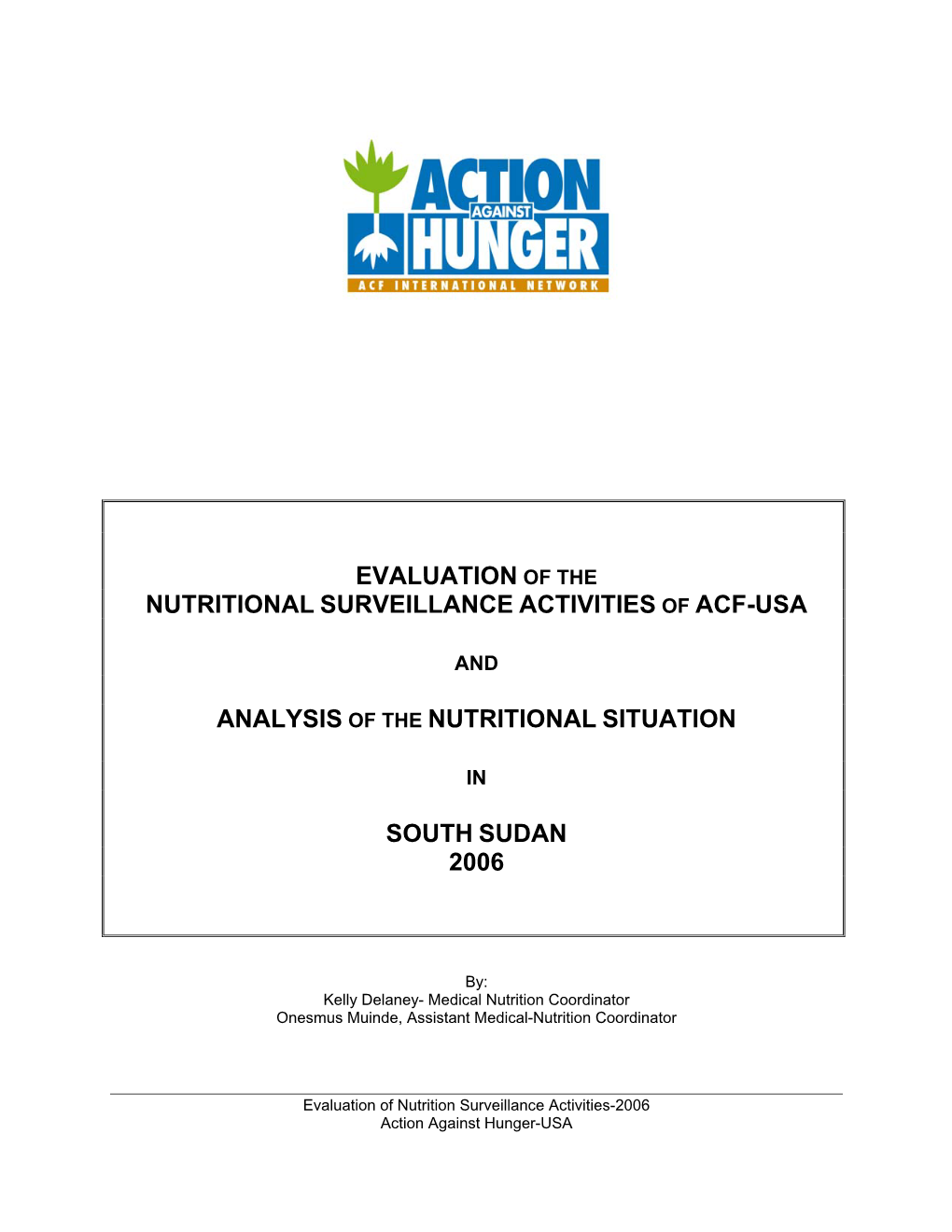 Evaluation of the Nutritional Surveillance Activities of Acf-Usa