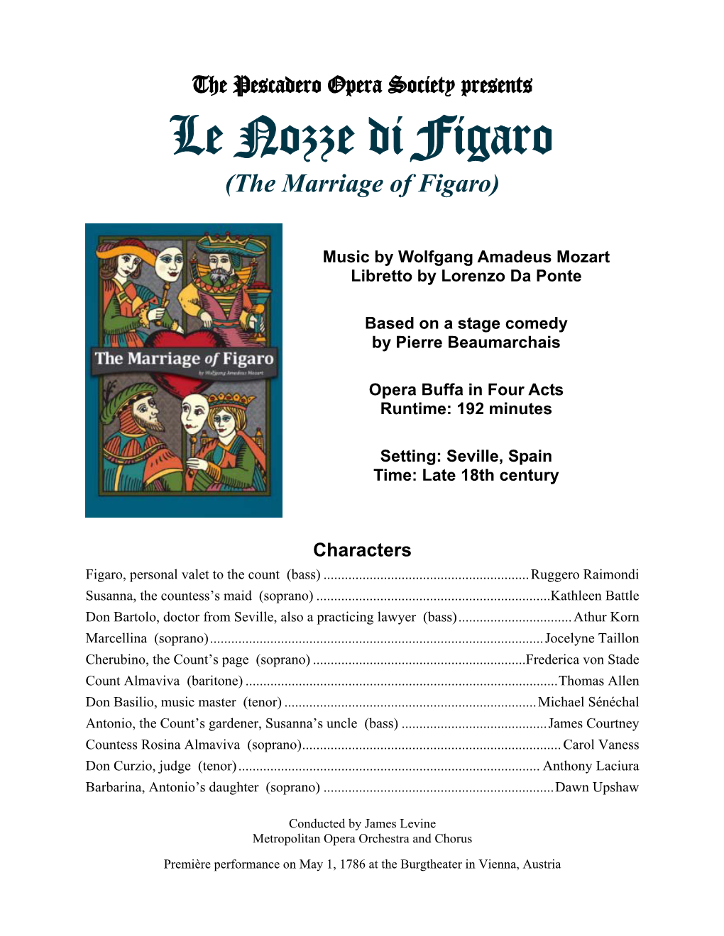 Le Nozze Di Figaro (The Marriage of Figaro)