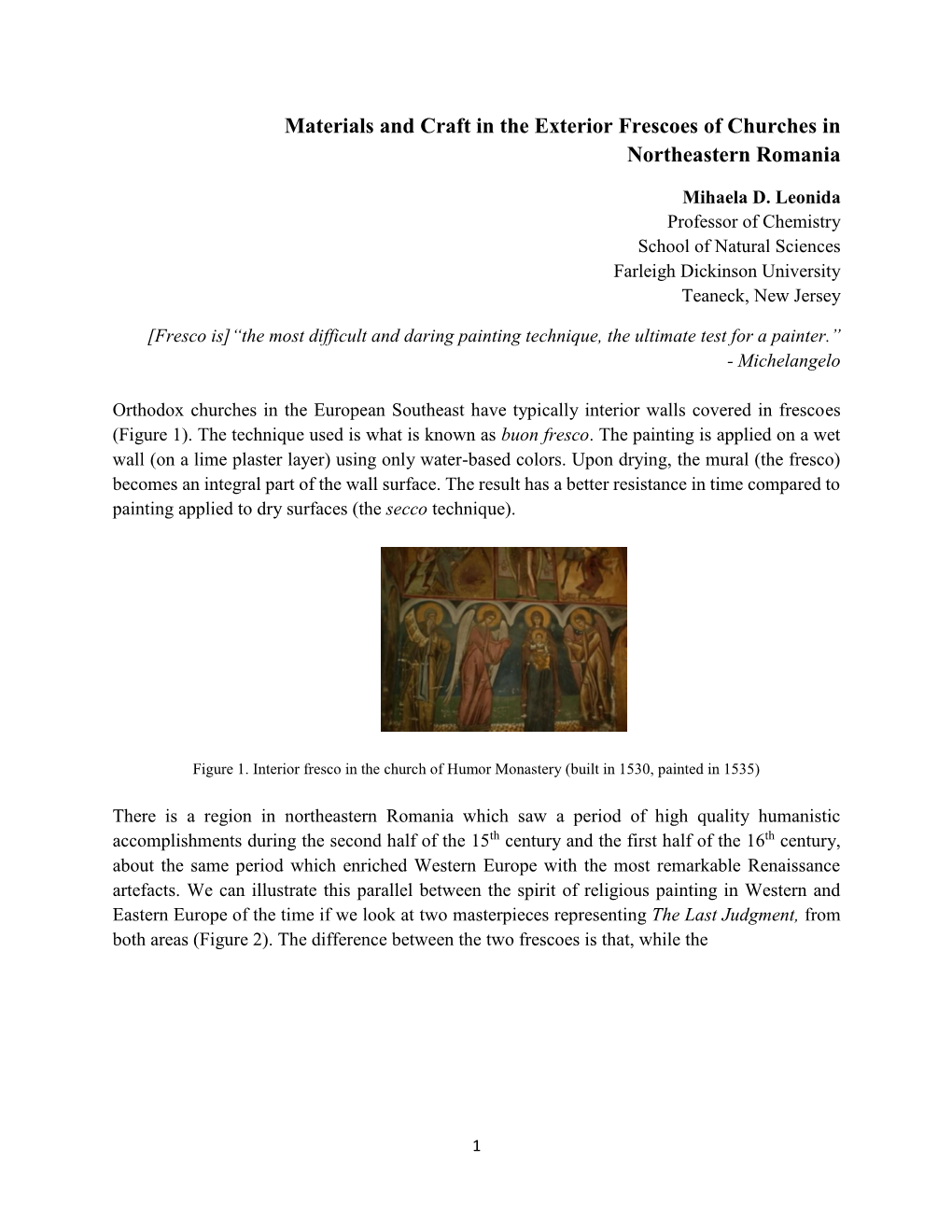 Materials and Craft in the Exterior Frescoes of Churches in Northeastern Romania