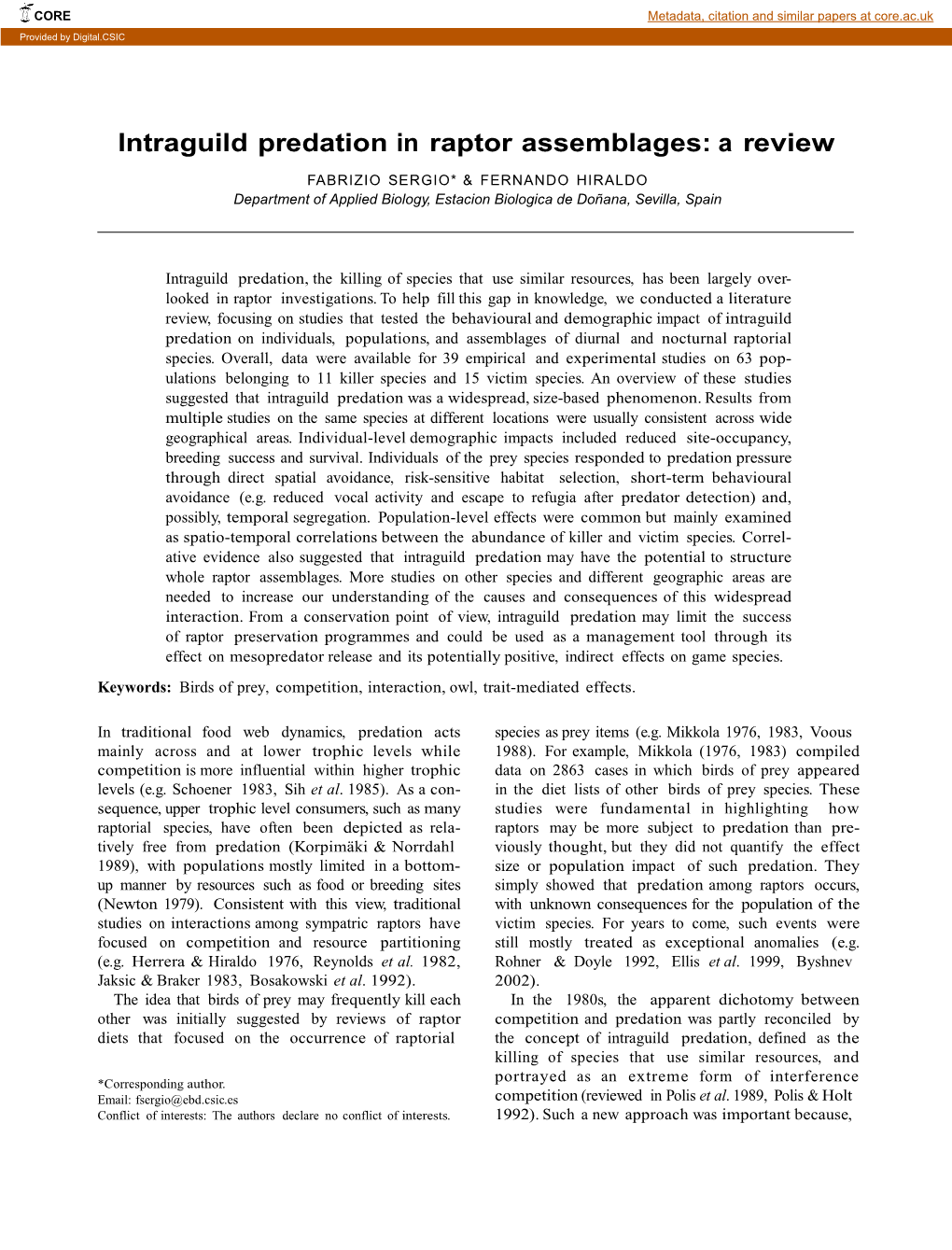 Intraguild Predation in Raptor Assemblages: a Review