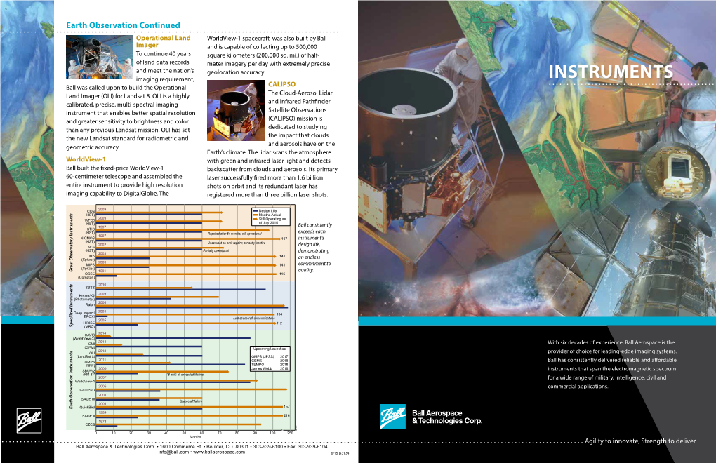 Instruments Ball Was Called Upon to Build the Operational CALIPSO Land Imager (OLI) for Landsat 8