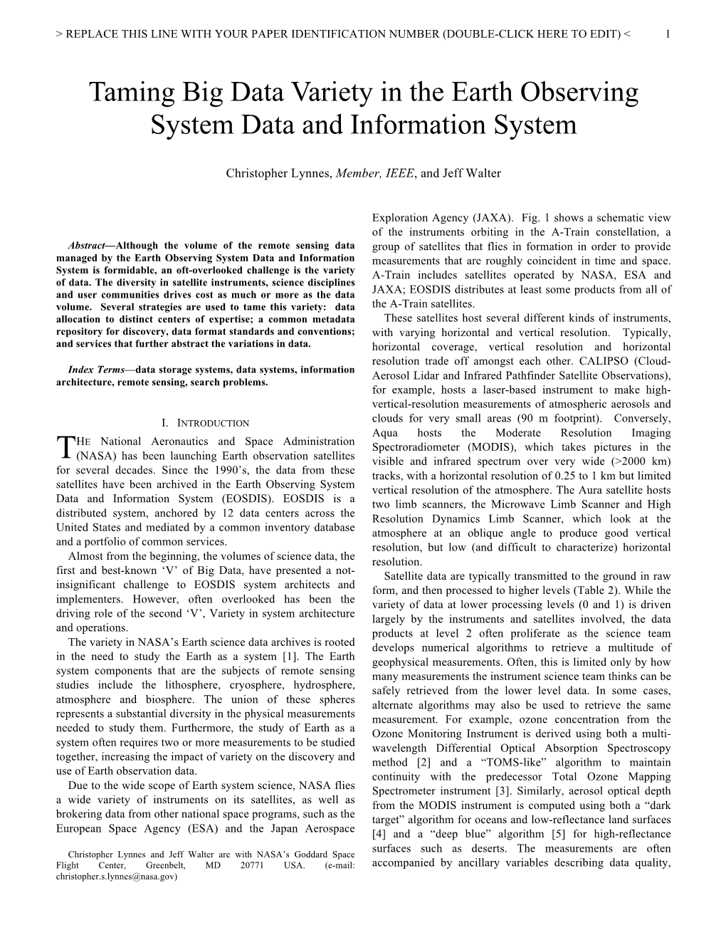 Taming Big Data Variety in the Earth Observing System Data and Information System