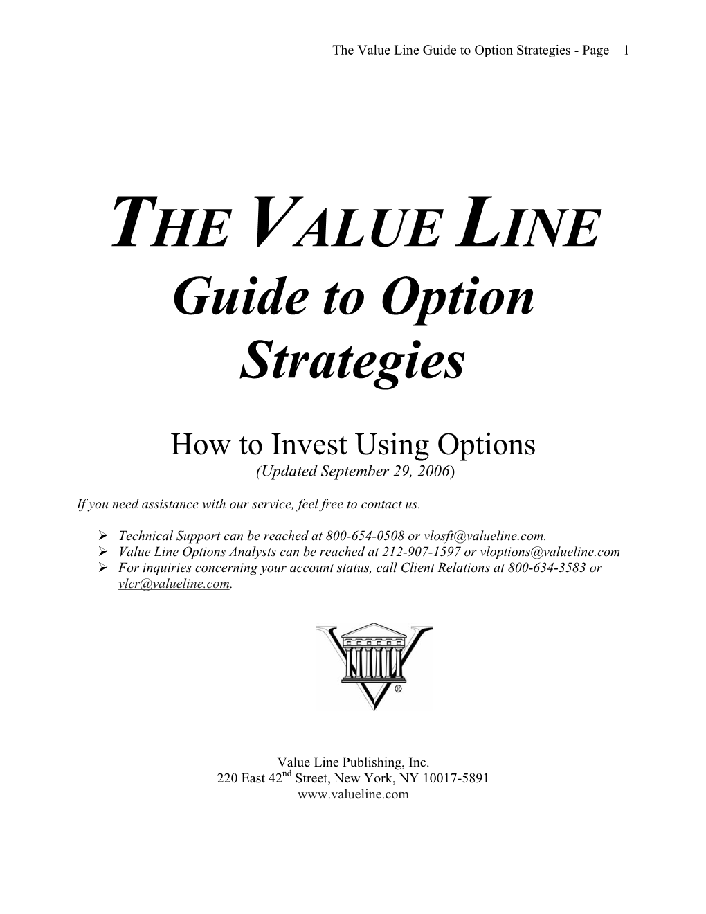 The Value Line Guide to Option Strategies - Page 1