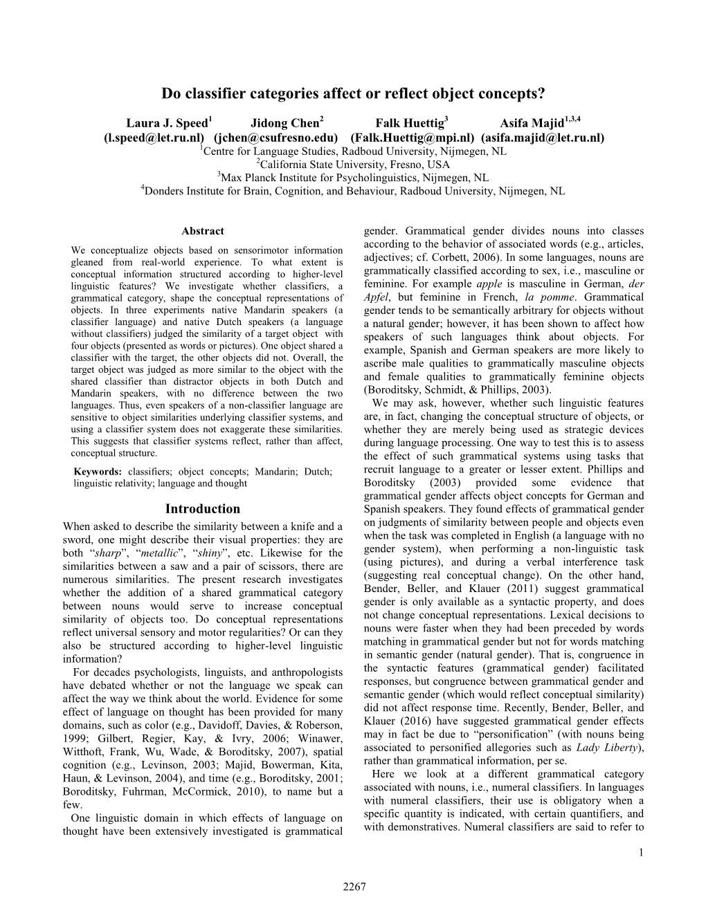 Do Classifier Categories Affect Or Reflect Object Concepts?